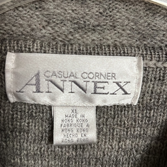 CASUAL CORNER ANNEX vintage wool full zip collared gray cardigan sweater XL - Picture 6 of 12